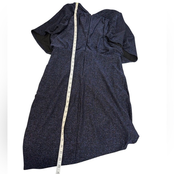 Harlyn Blue V-Neck Asymmetrical Metallic Dolman Sleeve Cocktail Dress size large - Picture 11 of 11